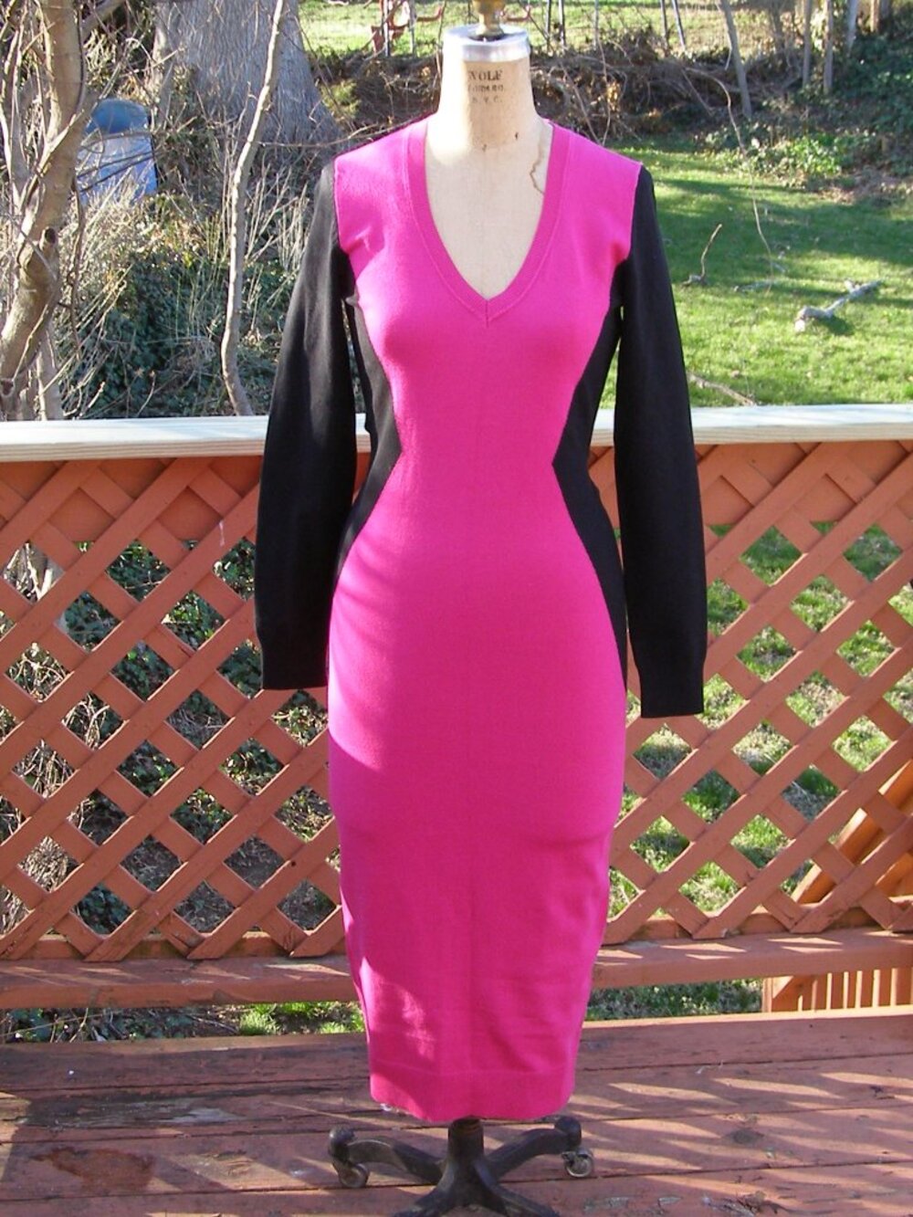 RARE New size M Moda International Knit Sweater Dress Colorblock Vneck